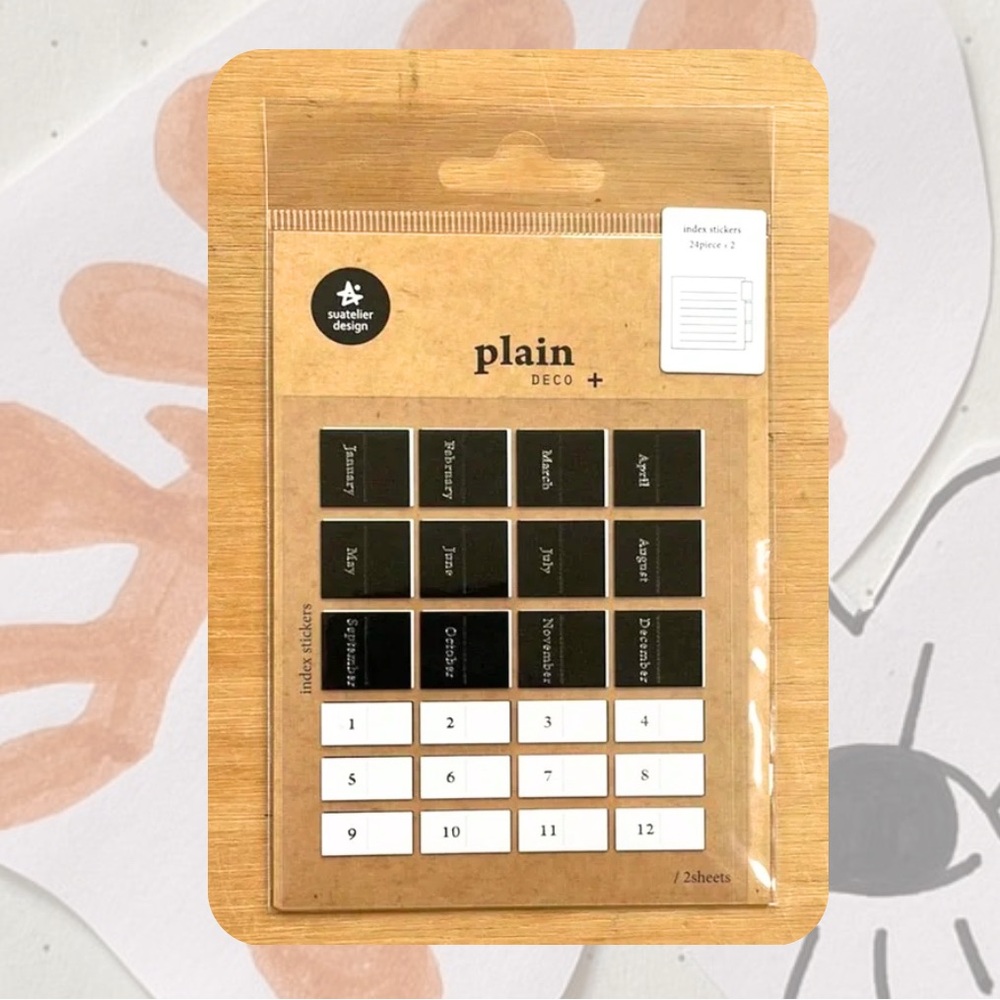 🆕 🎉 Suatelier black & white deco calendar monthly index tab korean stickers